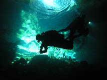 Scuba diving in a cenote